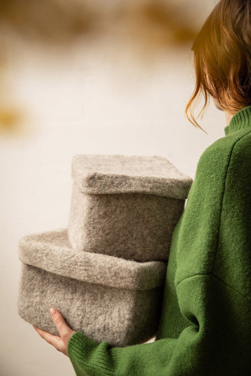 Muskhane | felt rectangulo box | light stone | large