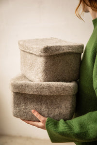 Muskhane | felt rectangulo box | light stone | small