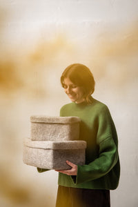 Muskhane | felt rectangulo box | light stone | small