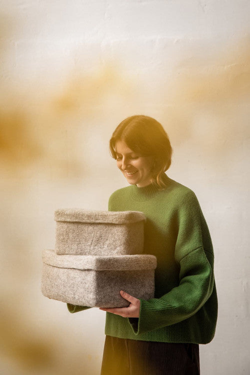 Muskhane | felt rectangulo box | light stone | small