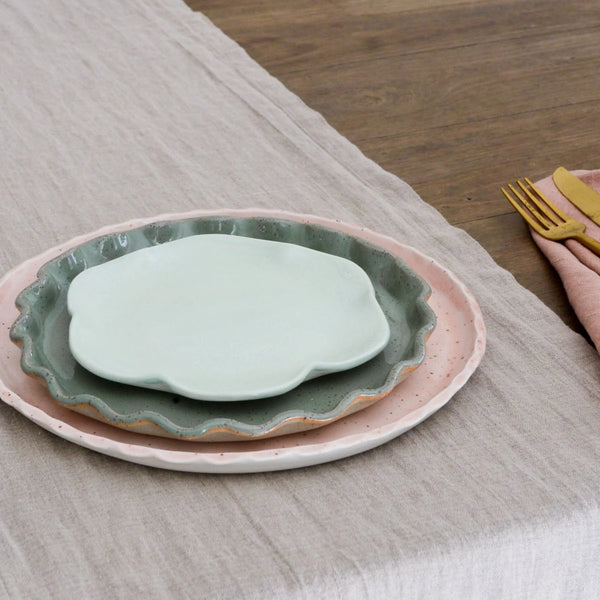 mondocherry - KW Ceramics | petal dessert plate  | sage - setting