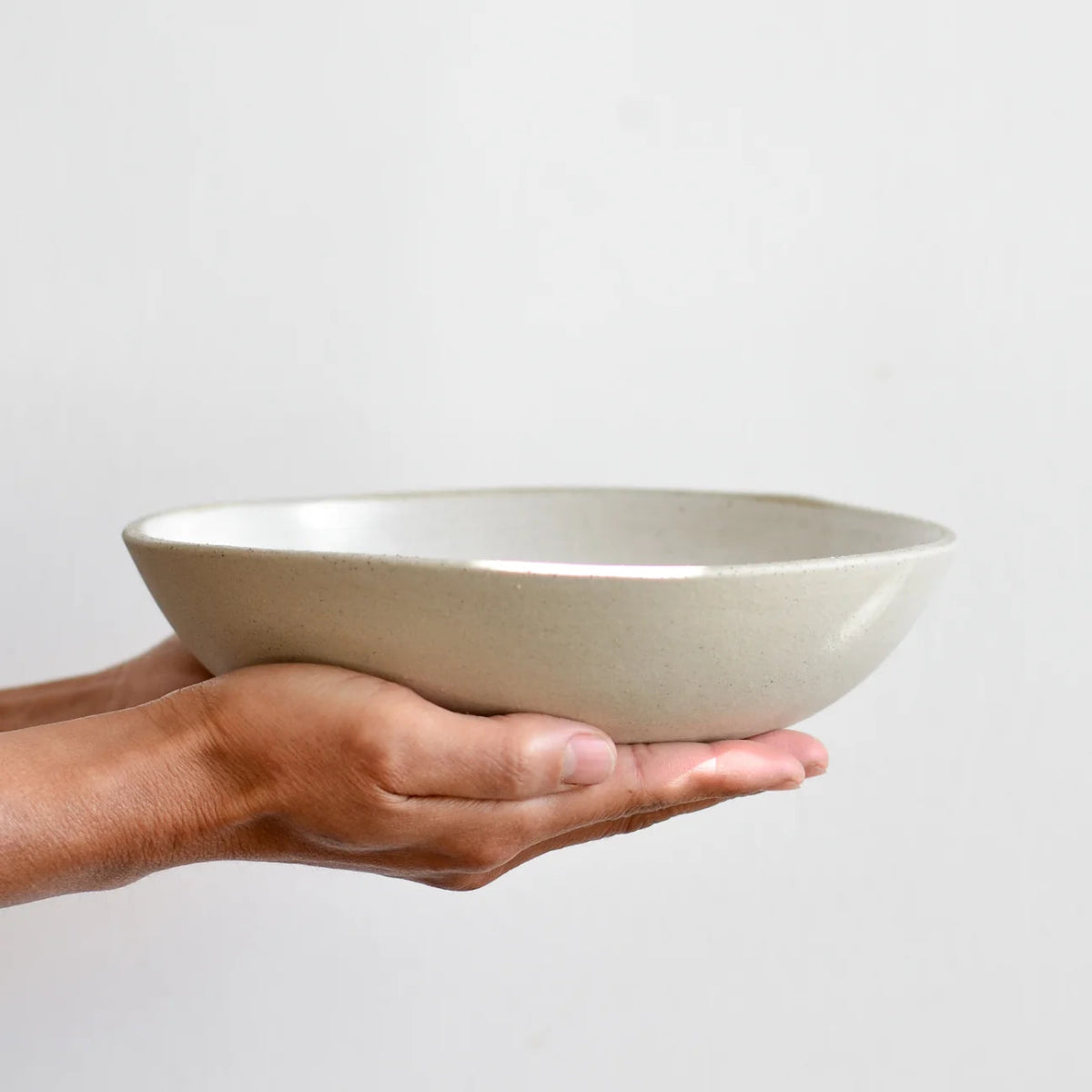 Kim Wallace Ceramics | ceramic pebble soup bowl | white on stone - hold