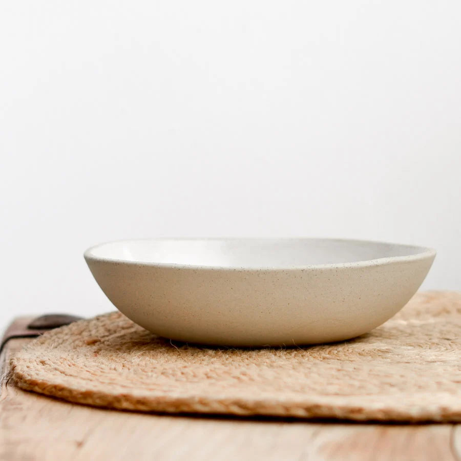 Kim Wallace Ceramics | ceramic pebble soup bowl | white on stone