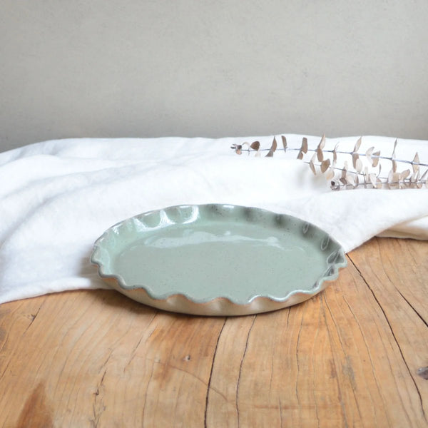 mondocherry - KW Ceramics | ruffle plate  | sage