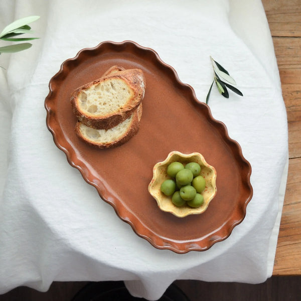 mondocherry - KW Ceramics | ruffle bowl  | honey | small - platter