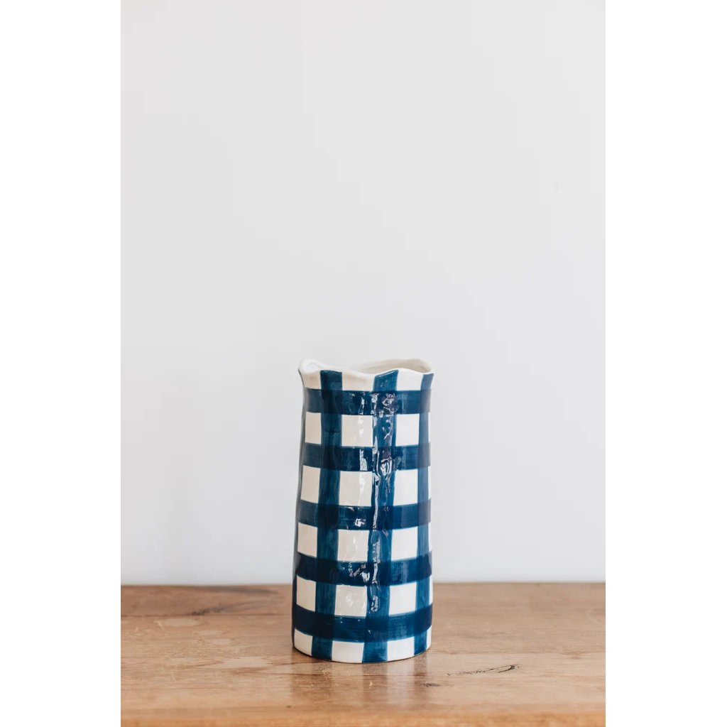 mondocherry - Noss and Co | gingham vase | navy | large