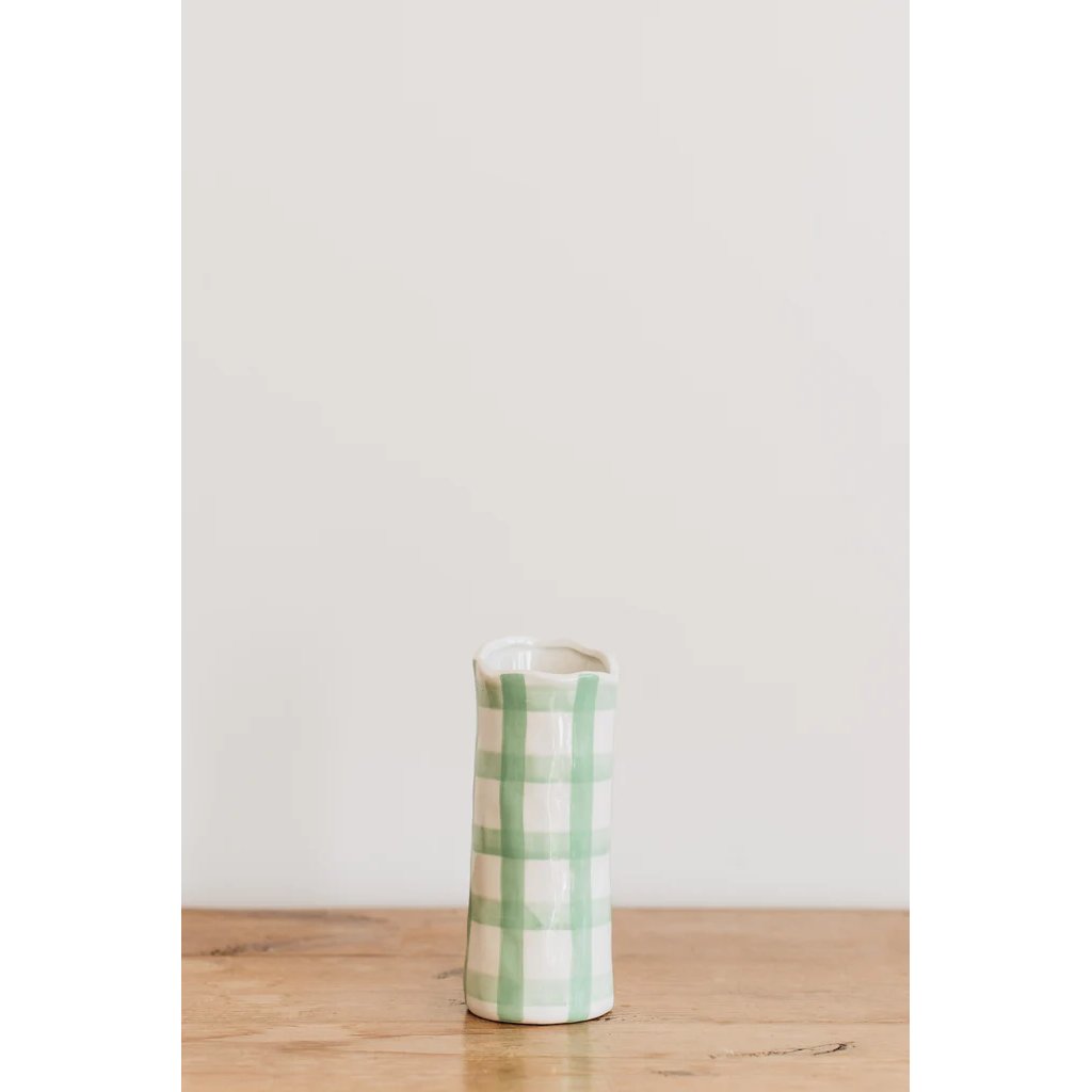 mondocherry - Noss and Co | gingham vase | green | small