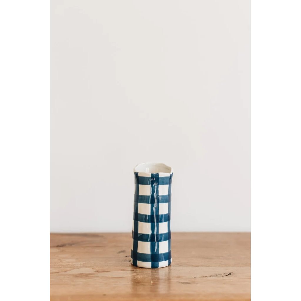 mondocherry - Noss and Co | gingham vase | navy | small