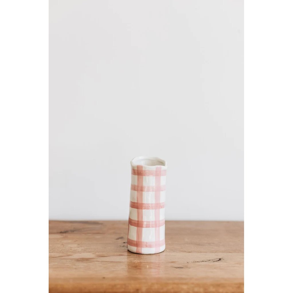 mondocherry - Noss and Co | gingham vase | pink | small