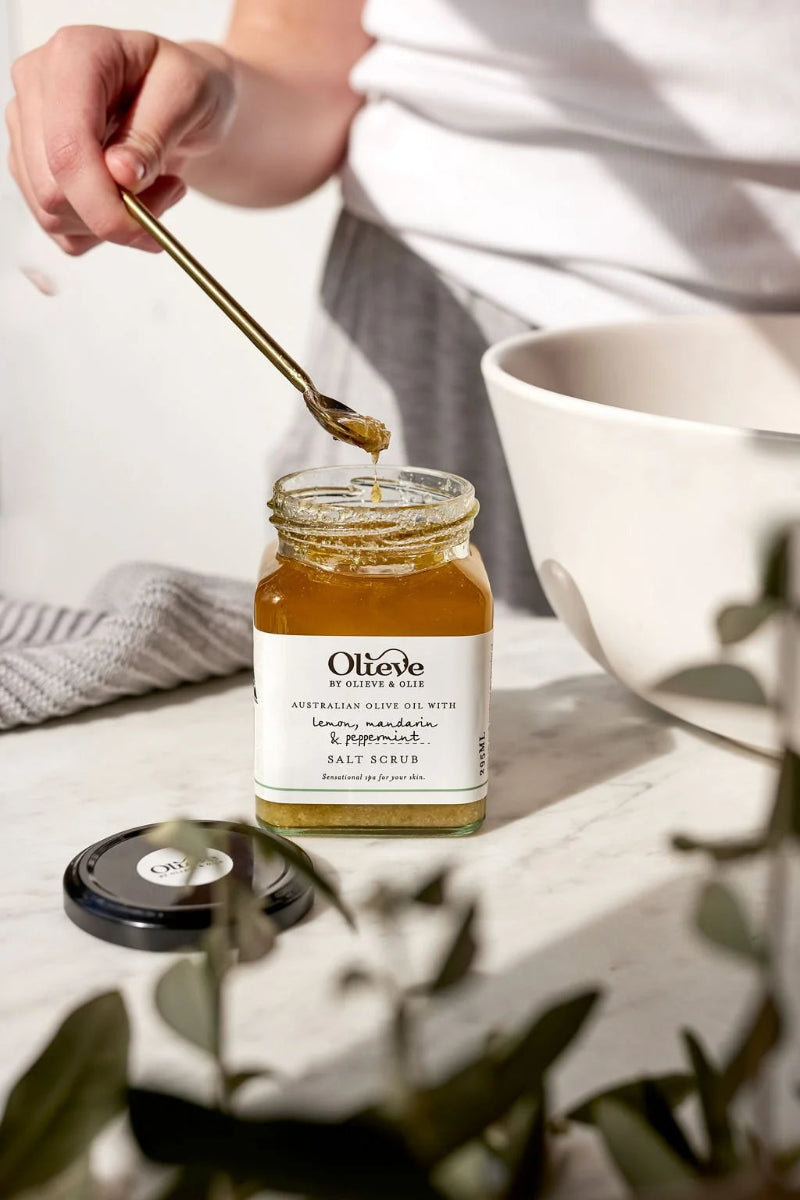 mondocherry - Olieve and Olie | salt scrub | lemon, mandarin
