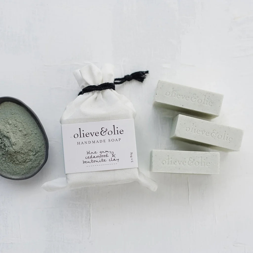 Olieve and Olie | soap bar (set of 3) | blue gum and bentonite clay