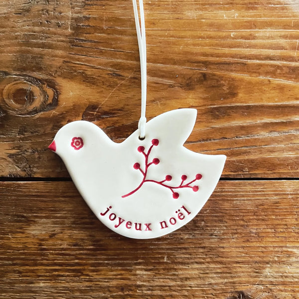 Paper Boat Press | joyeux noel christmas bird ornament