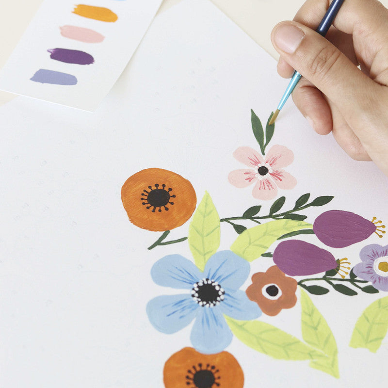 mondocherry - Petit Pinceau | Flowers | Paint by Number Kit - progress