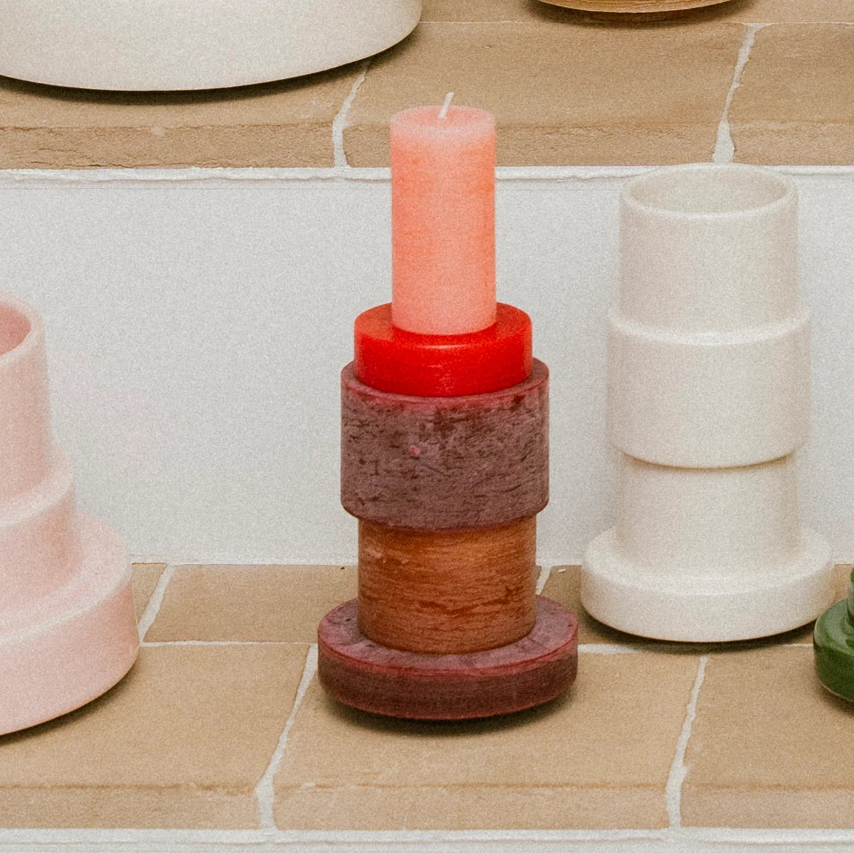 mondocherry Stan Editions | stackable candle | stack 03 | burgundy -mantle