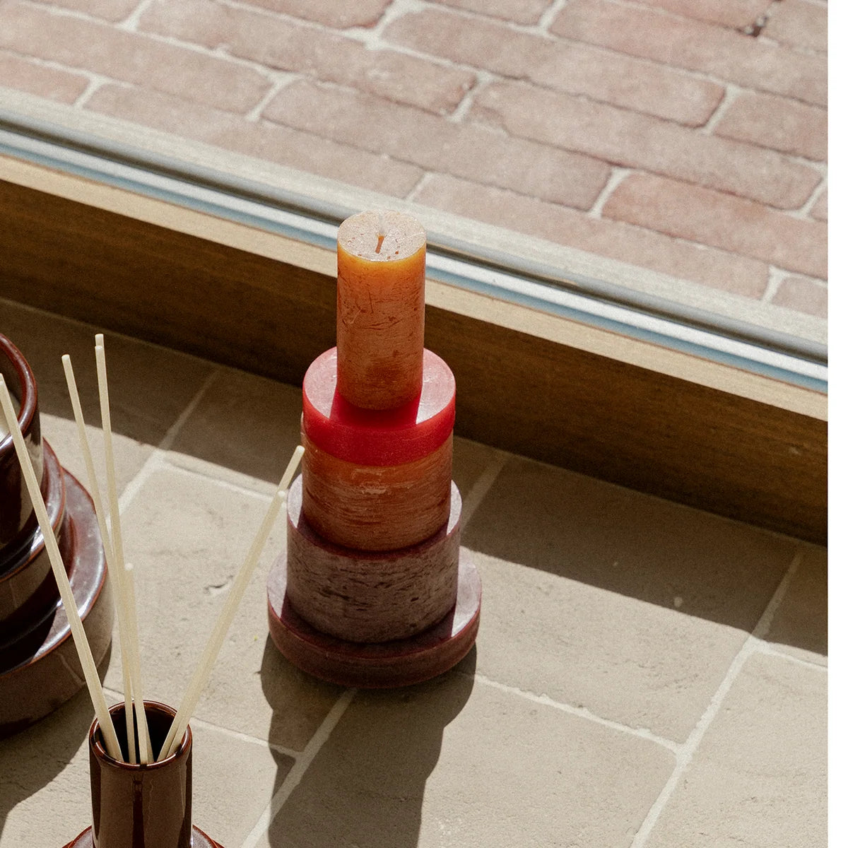 mondocherry Stan Editions | stackable candle | stack 03 | burgundy - window