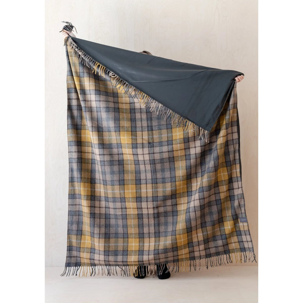TBCo | recycled wool picnic blanket in buchanan natural tartan - open