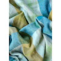 TBCo | recycled wool picnic blanket in teal patchwork check - close