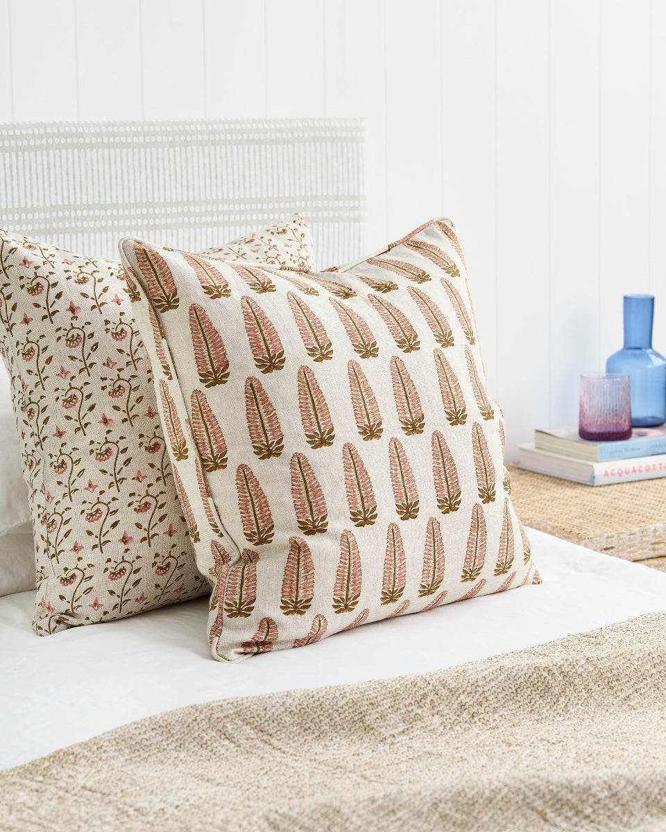 mondocherry - Walter G | aloka linen cushion | musk - bed
