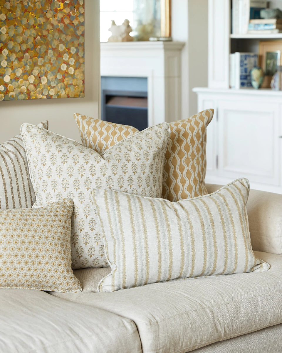 mondocherry - Walter G | aravelli linen cushion | saffron - sofa