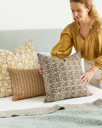 mondocherry - Walter G | aswan linen cushion | toffee - bed