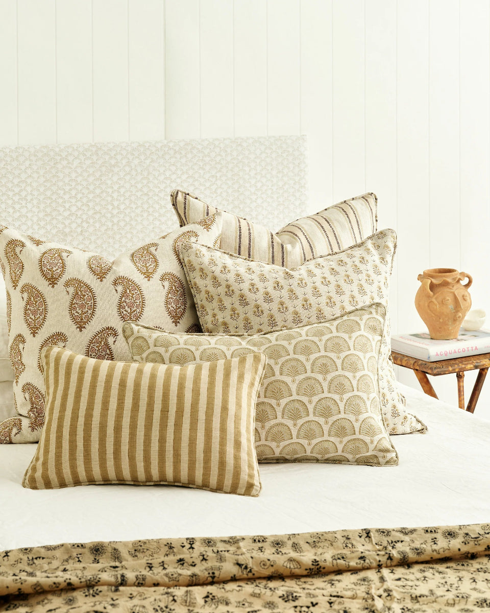 mondocherry - Walter G | bodrum linen cushion | shell - bed