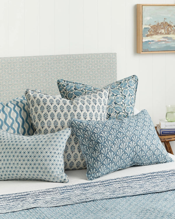 mondocherry - Walter G | etoile linen cushion | azure - bed