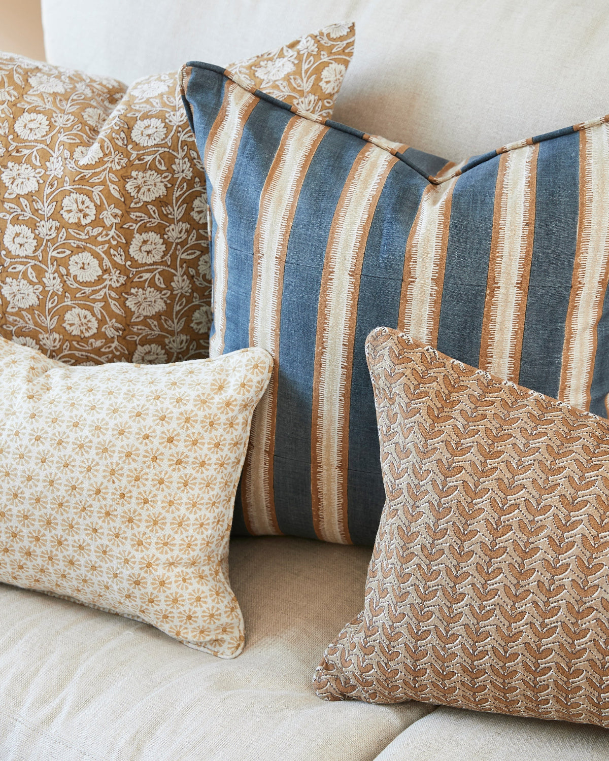 mondocherry - Walter G | etoile linen cushion | saffron - sofa