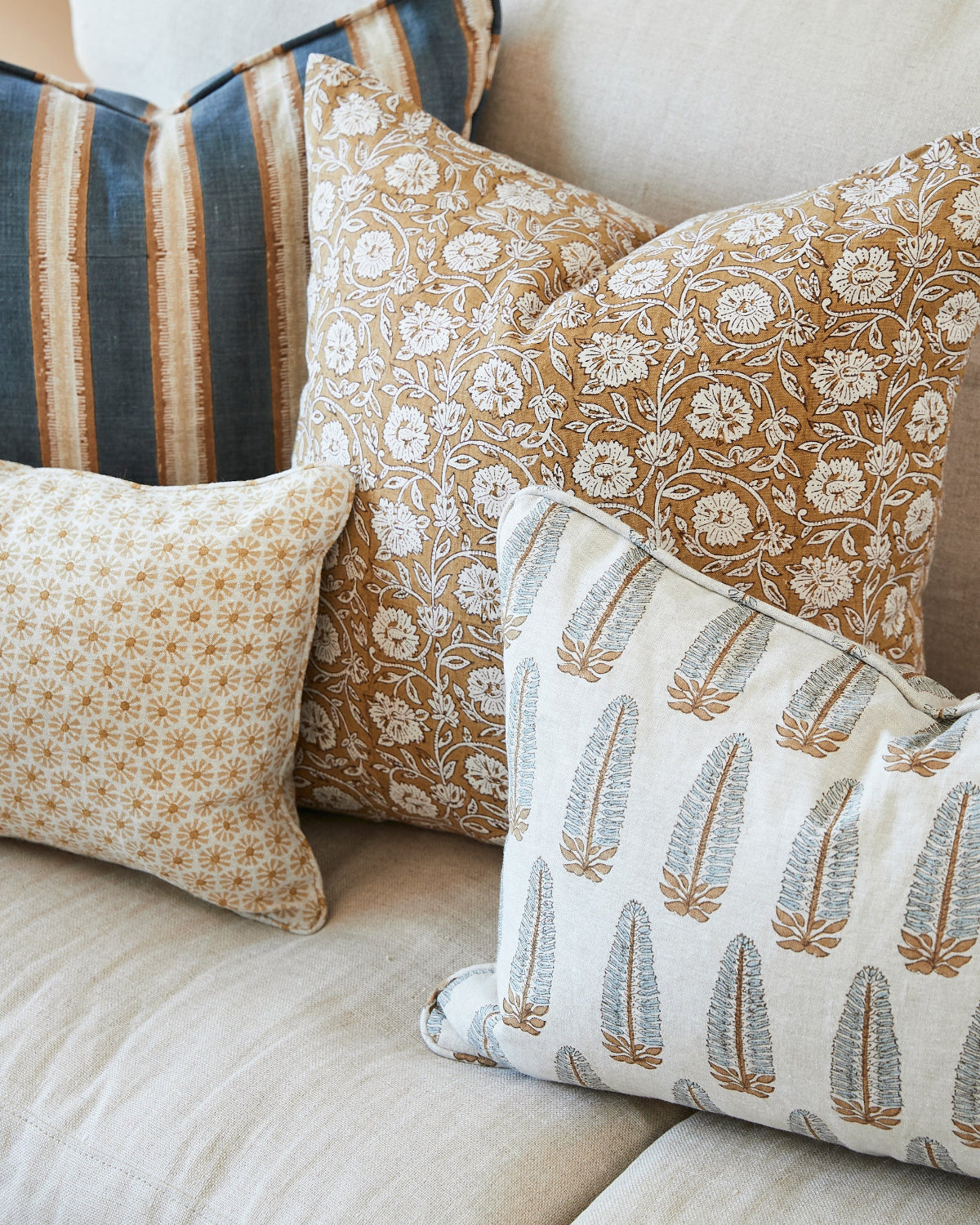 mondocherry - Walter G | etoile linen cushion | saffron - sofa