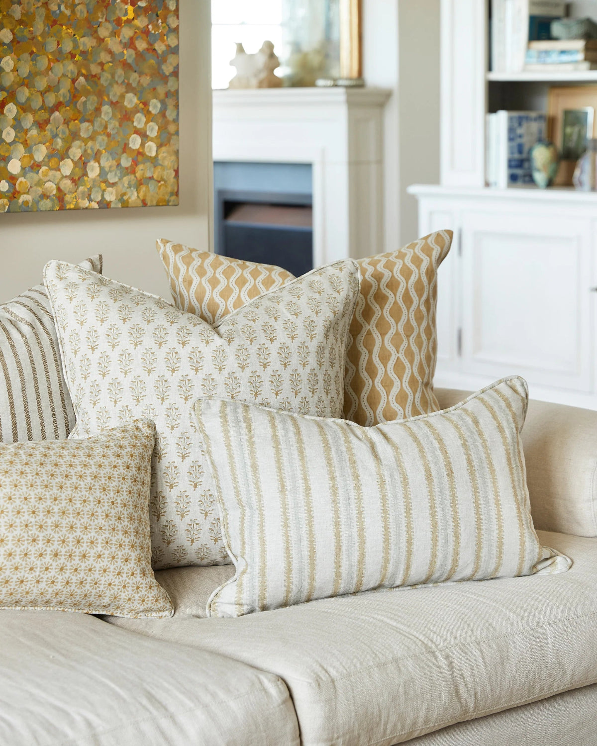 mondocherry - Walter G | etoile linen cushion | saffron - sofa