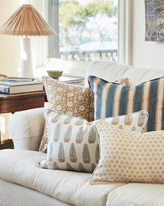 mondocherry - Walter G | etoile linen cushion | saffron - sofa