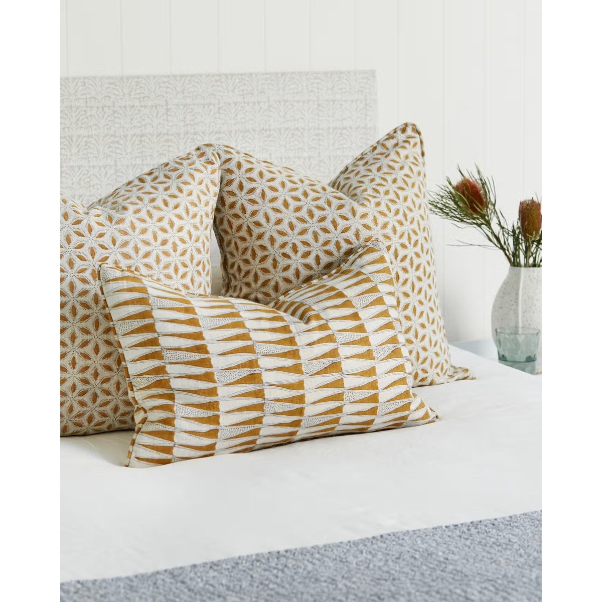 Walter G | hanami linen cushion | saffron - bed
