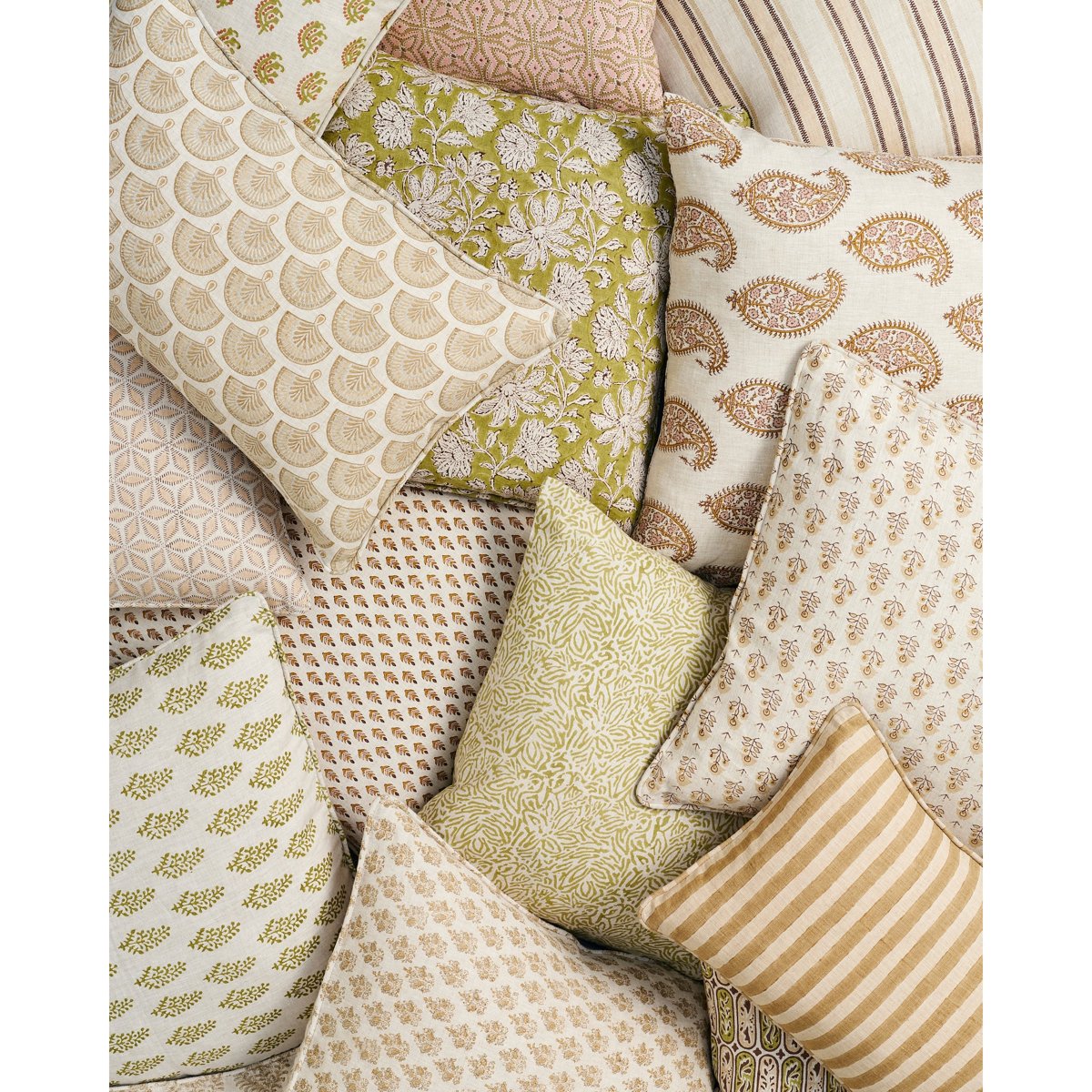 Walter G | hanami linen cushion | shell - mondocherry - stack