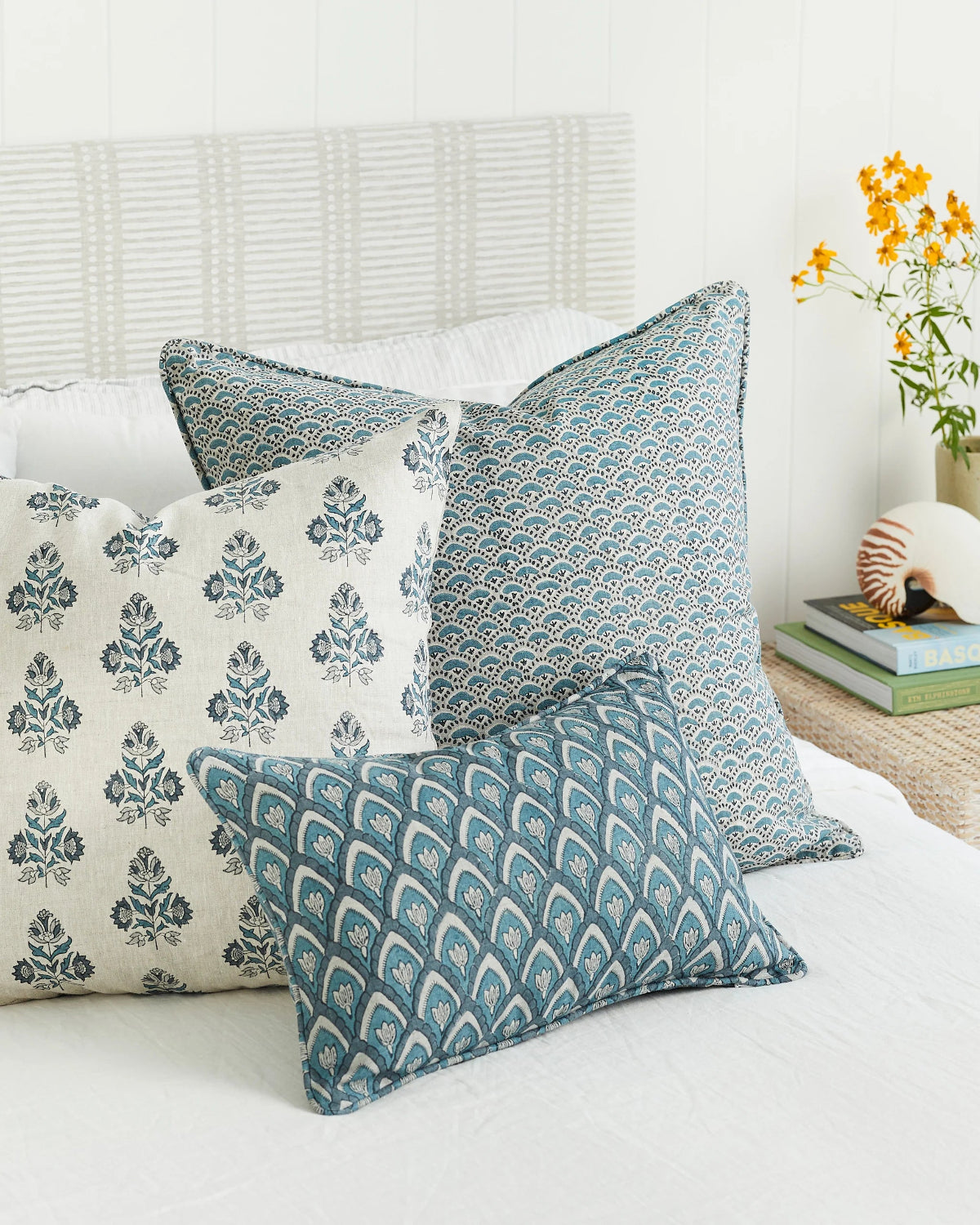 mondocherry - Walter G | haveli linen cushion | mineral - bed