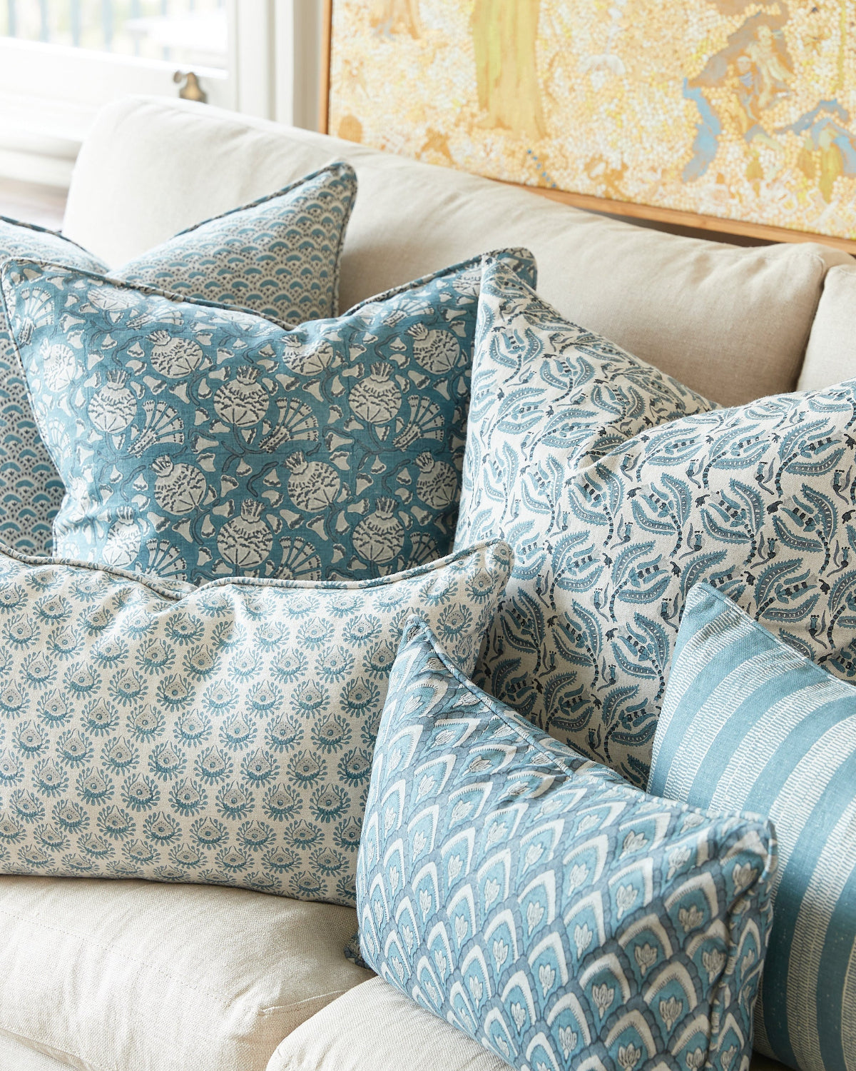 mondocherry - Walter G | haveli linen cushion | mineral - sofa