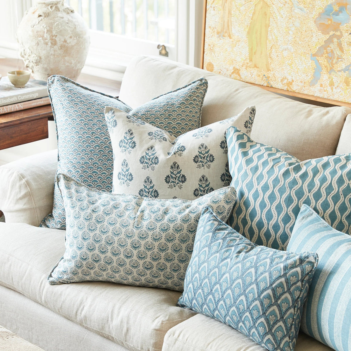 mondocherry - Walter G | haveli linen cushion | mineral - sofa