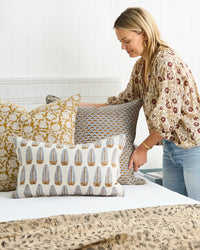 mondocherry - Walter G | marbella linen cushion | saffron - bed