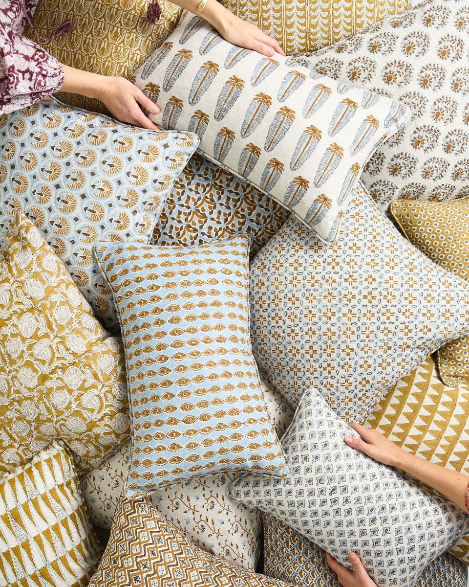 mondocherry - Walter G | marbella linen cushion | saffron - pile