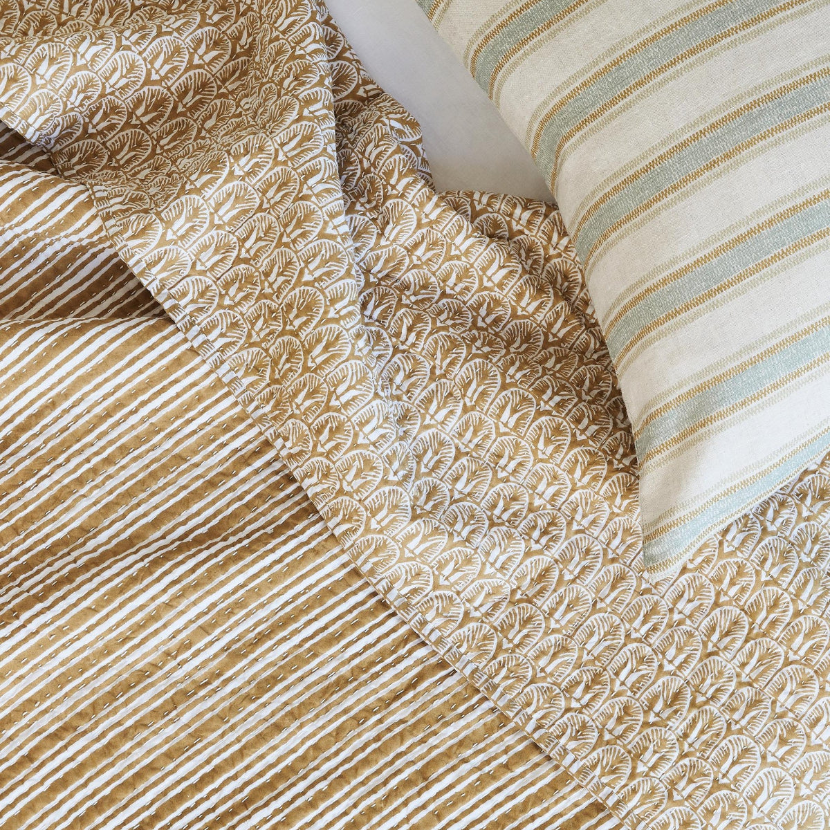mondocherry - Walter G | cotton quilt | Belize Saffron - close
