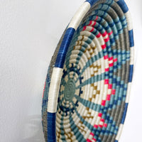 "Akagera" african woven bowl | blue hot pink | large - mondocherry - side