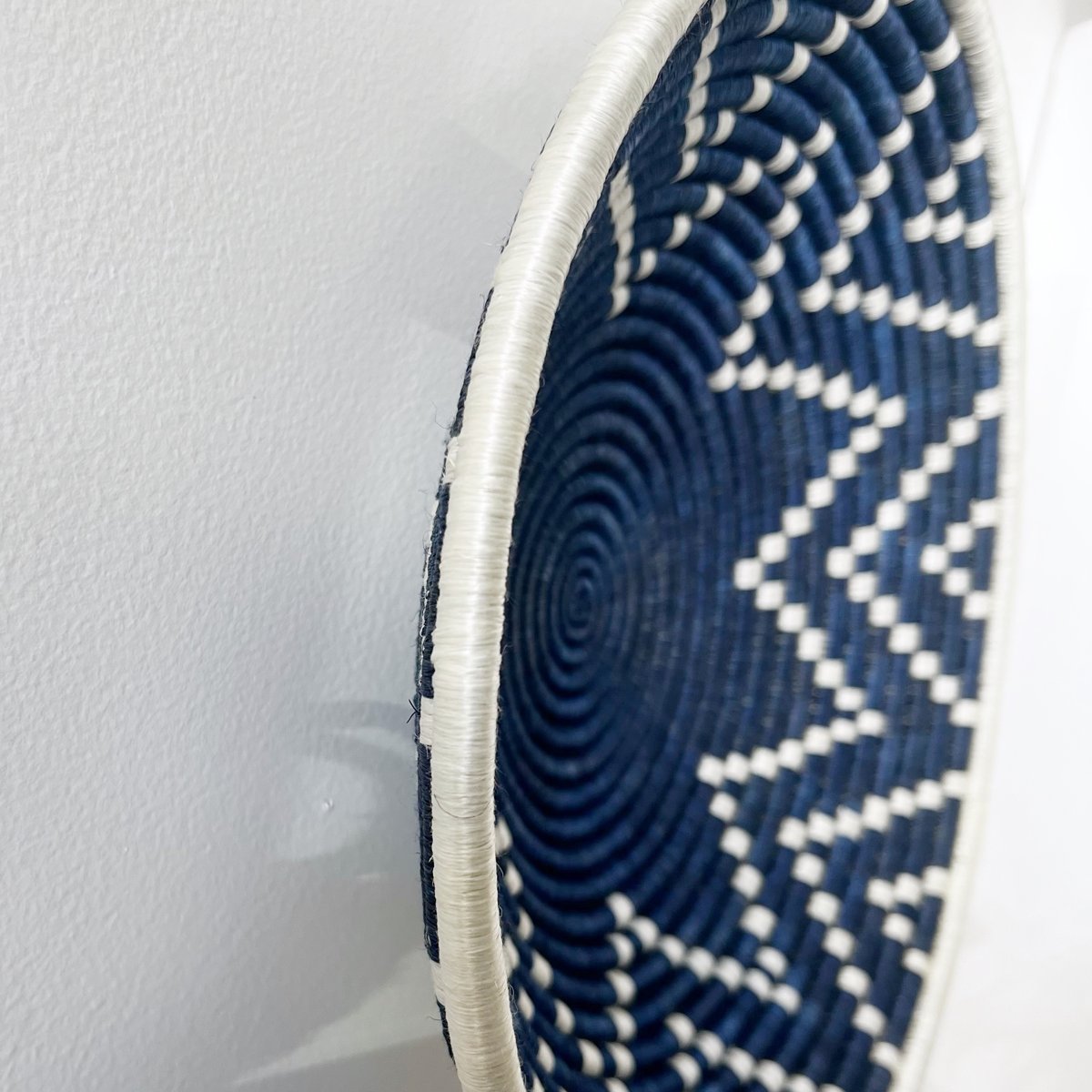 "Byumba" african woven bowl | navy | large - mondocherry - side