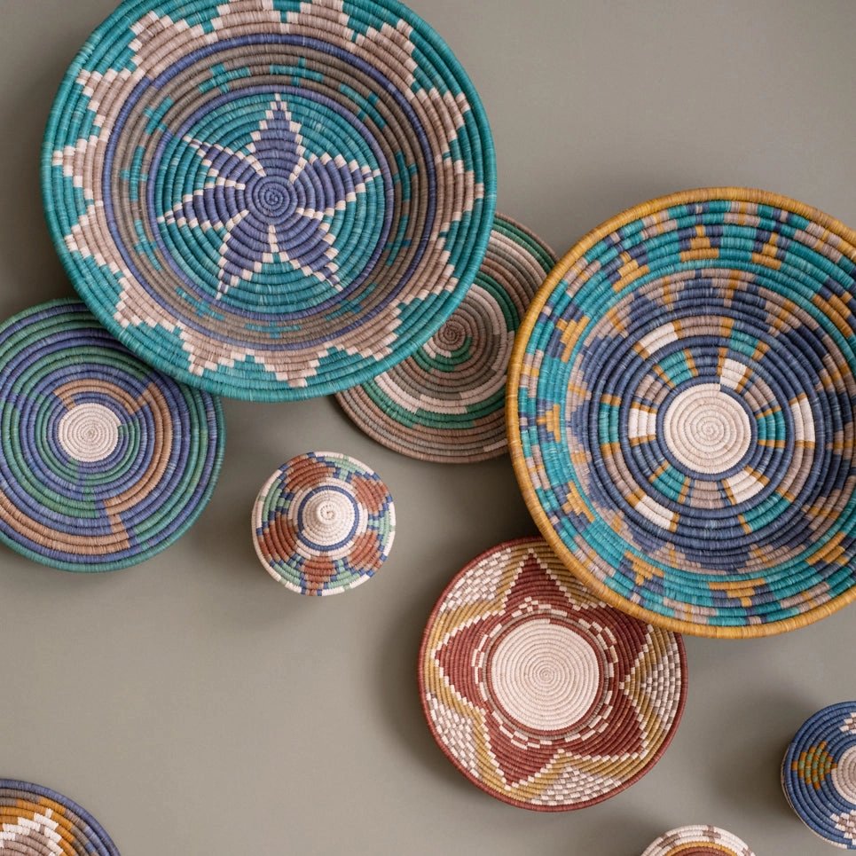 mondocherry "Star Burst" woven bowl wall decor