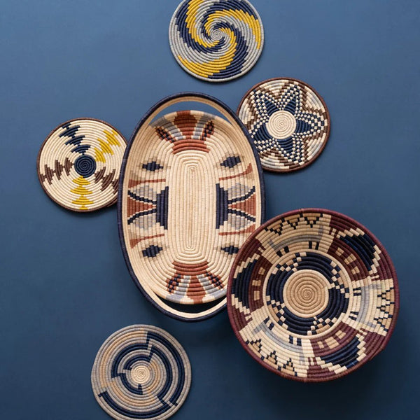 mondocherry - "Villages" woven bowl - wall decor - display