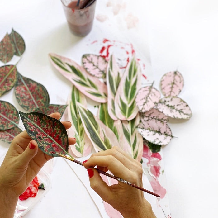 mondocherry hand-painted paper leaves.