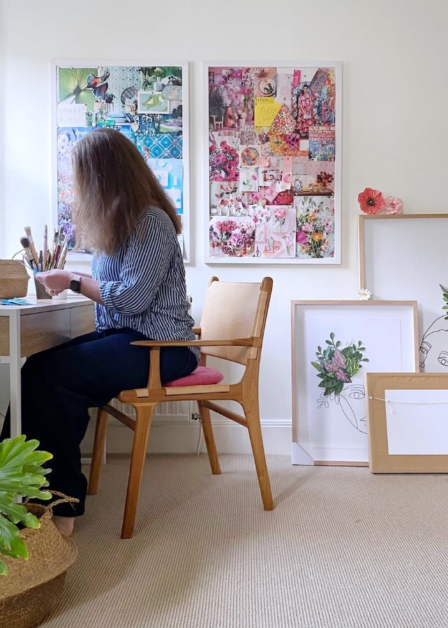 Mondocherry studio with mood boards and artworks