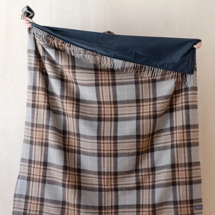 TBCo plaid blanket in neutral colours