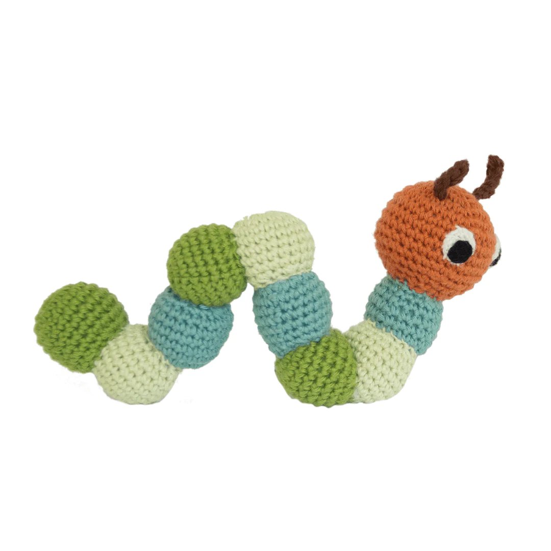 mondocherry - Blabla | cotton baby rattle | caterpillar - side