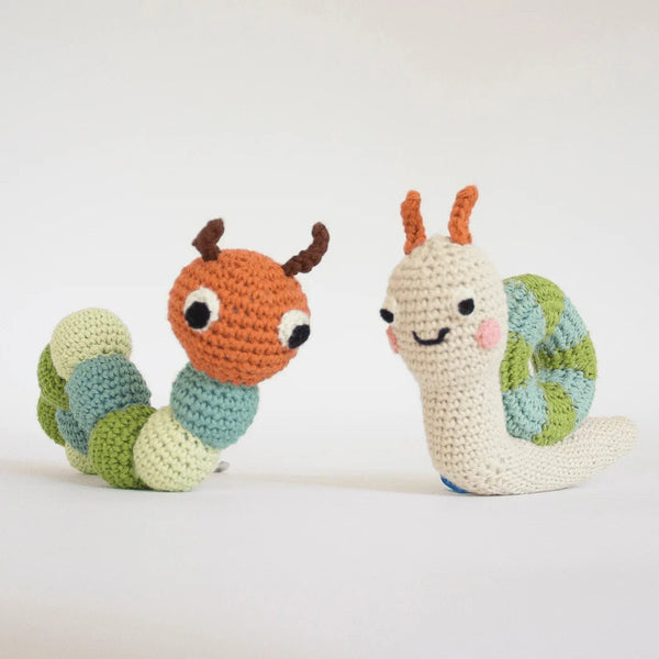 mondocherry - Blabla | cotton baby rattle | caterpillar - snail