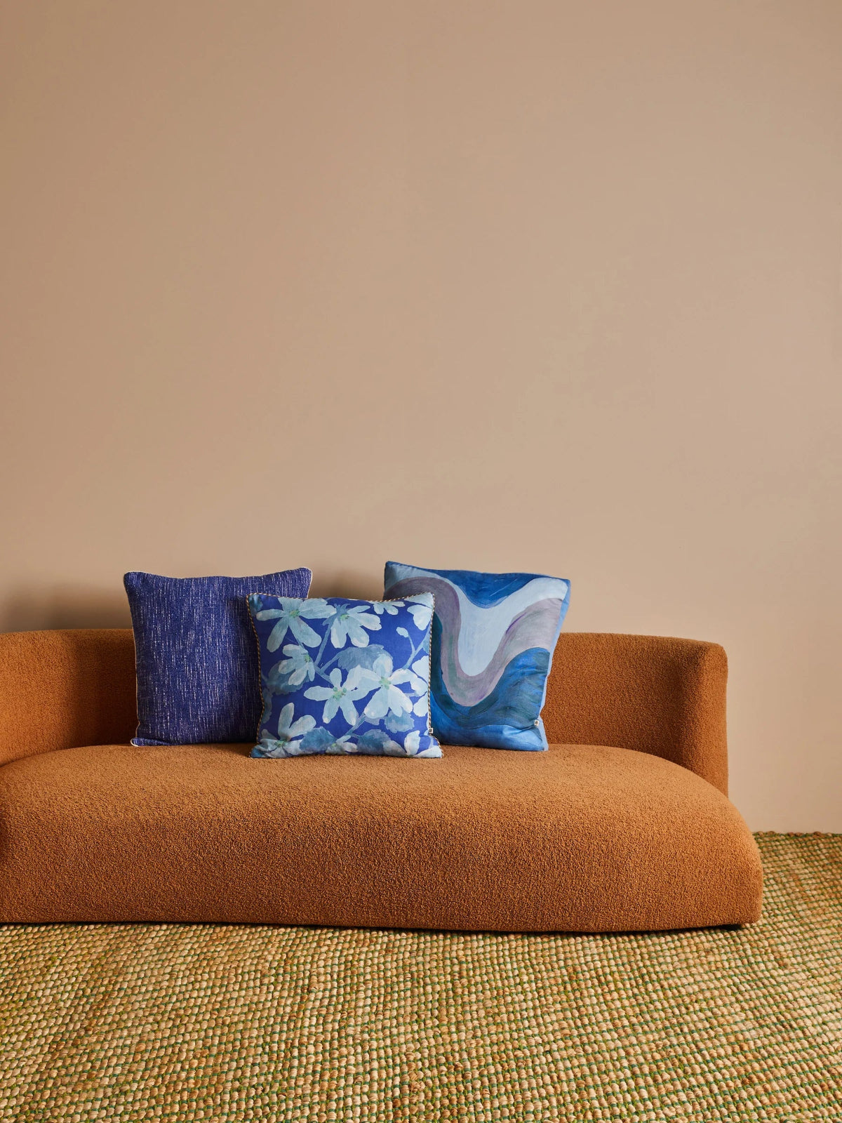 mondocherry - Bonnie and Neil | violet linen cushion | blue - sofa