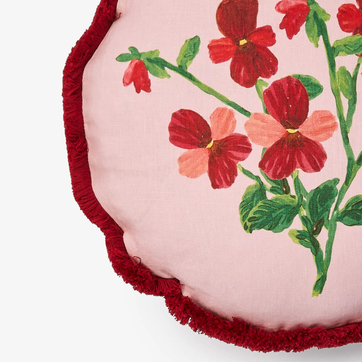 mondocherry - Bonnie and Neil | mini viola round linen cushion - side