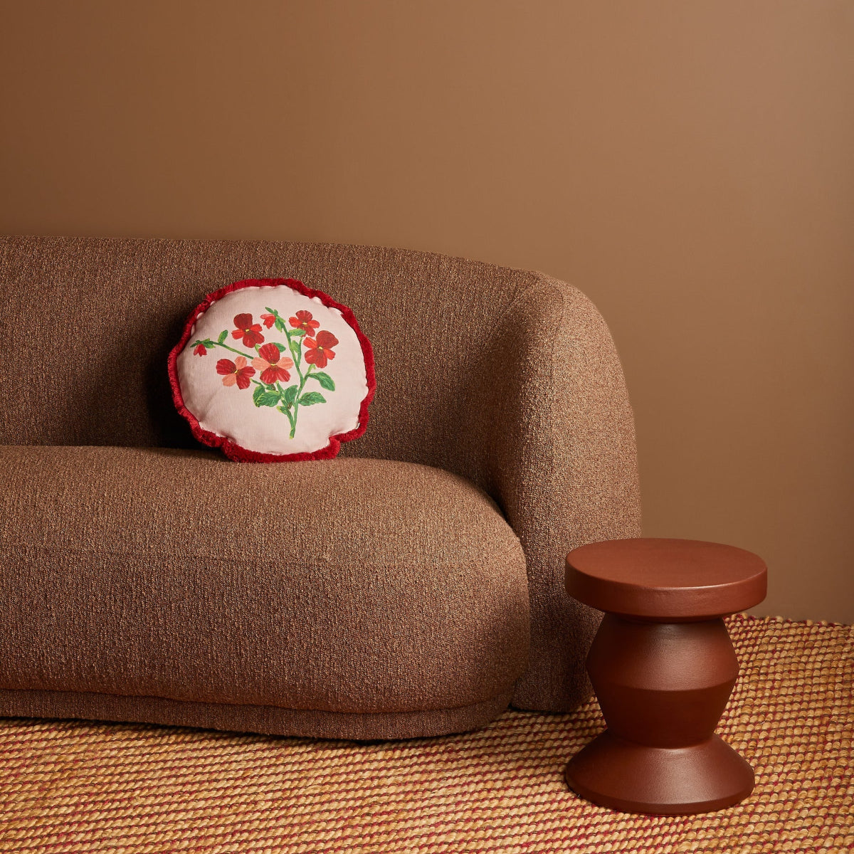 mondocherry - Bonnie and Neil | mini viola round linen cushion - sofa